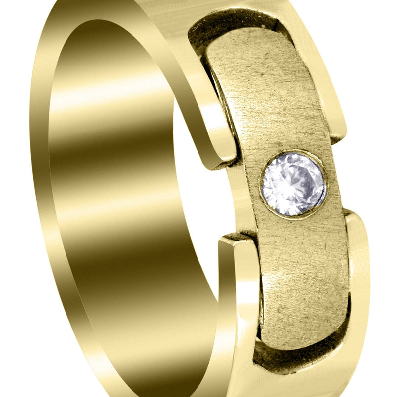 Yellow Gold Diamond Mens Wedding Band | 0.07 Carats | Satin Finish (Rory)