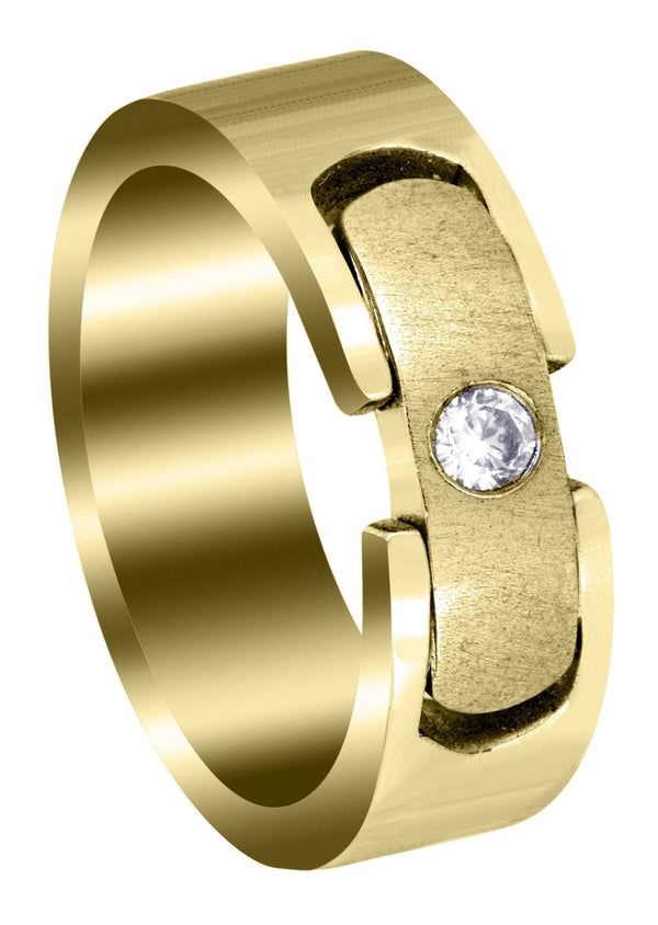 Yellow Gold Diamond Mens Wedding Band | 0.07 Carats | Satin Finish (Rory)