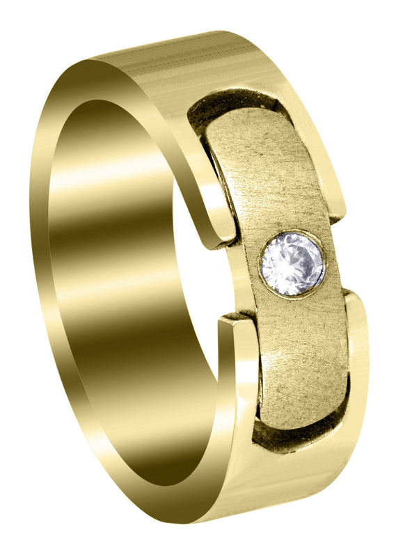 Yellow Gold Diamond Mens Wedding Band | 0.07 Carats | Satin Finish (Rory)