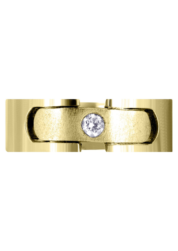 Yellow Gold Diamond Mens Wedding Band | 0.07 Carats | Satin Finish (Rory)