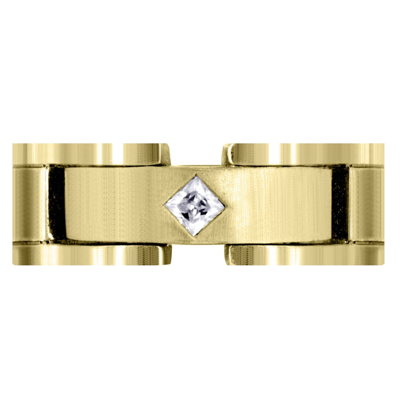 Yellow Gold Diamond Mens Wedding Band | 0.07 Carats | Satin Finish (Leland)