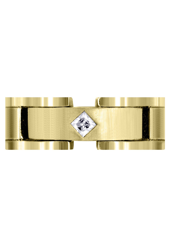 Yellow Gold Diamond Mens Wedding Band | 0.07 Carats | Satin Finish (Leland)