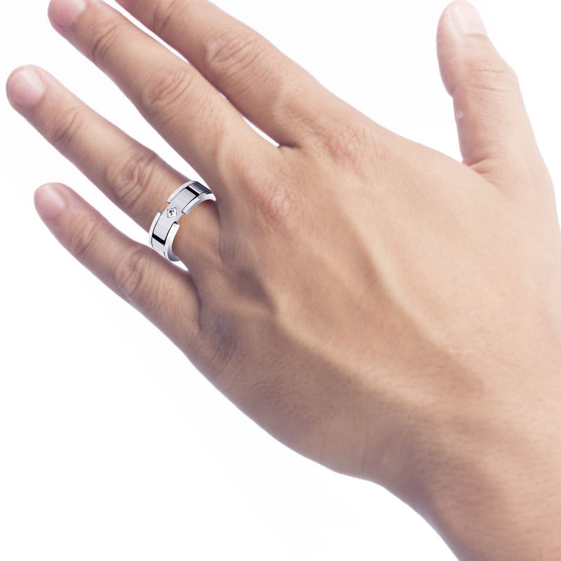 Diamond Mens Wedding Band | 0.07 Carats | Satin Finish (Leland)