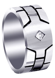 Diamond Mens Engagement Ring | 0.1 Carats | Satin Finish (Ellis)