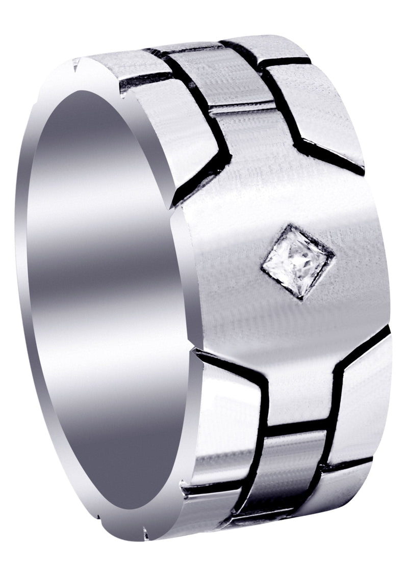 Diamond Mens Engagement Ring | 0.1 Carats | Satin Finish (Ellis)