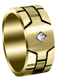 Yellow Gold Diamond Mens Engagement Ring | 0.1 Carats | Satin Finish (Ellis)