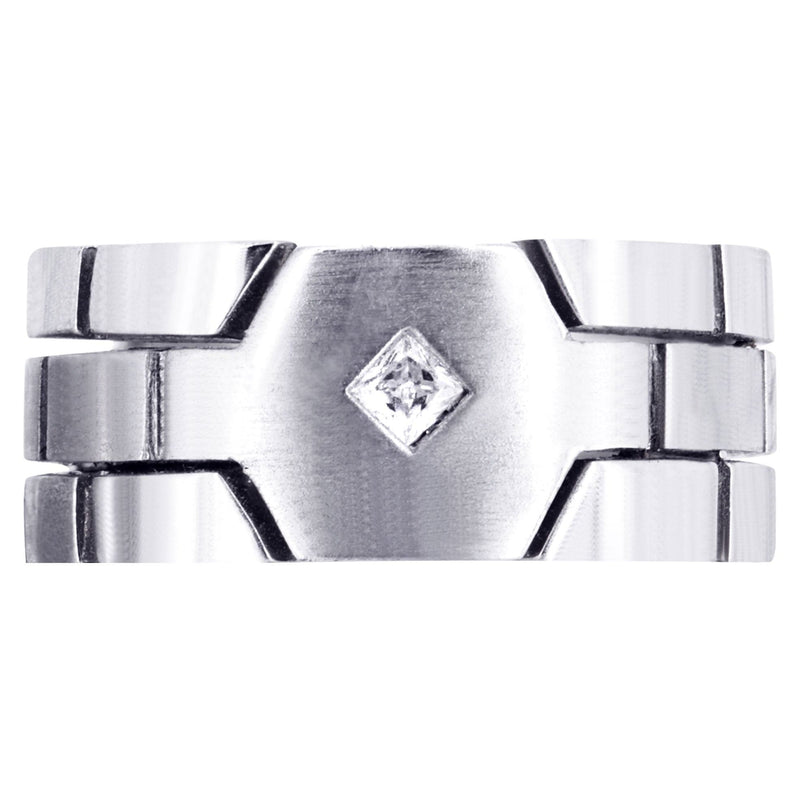 Diamond Mens Engagement Ring | 0.1 Carats | Satin Finish (Ellis)