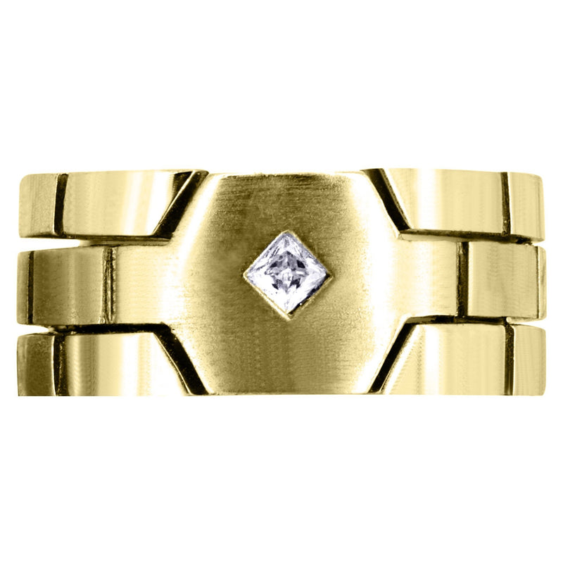 Yellow Gold Diamond Mens Engagement Ring | 0.1 Carats | Satin Finish (Ellis)