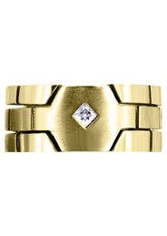 Yellow Gold Diamond Mens Engagement Ring | 0.1 Carats | Satin Finish (Ellis)