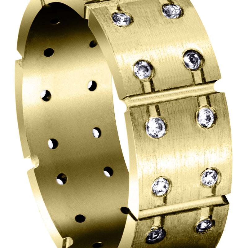 Yellow Gold Diamond Mens Wedding Band | 0.48 Carats | Satin Finish (Ace)