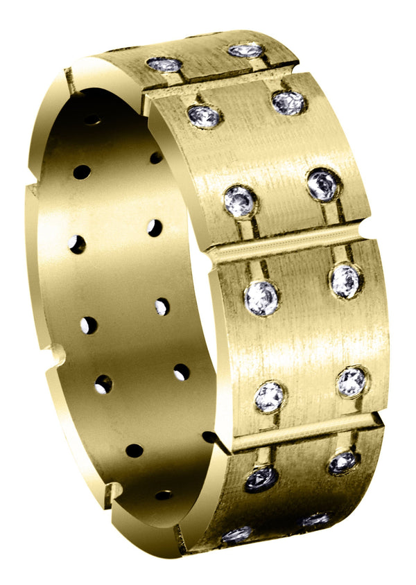 Yellow Gold Diamond Mens Wedding Band | 0.48 Carats | Satin Finish (Ace)