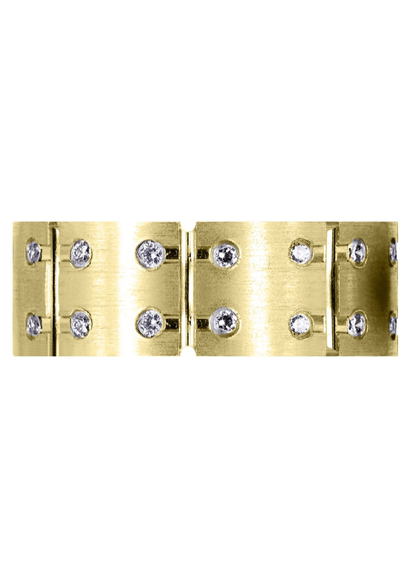 Yellow Gold Diamond Mens Wedding Band | 0.48 Carats | Satin Finish (Ace)