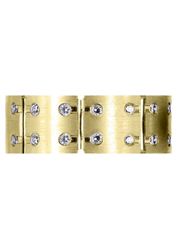 Yellow Gold Diamond Mens Wedding Band | 0.48 Carats | Satin Finish (Ace)