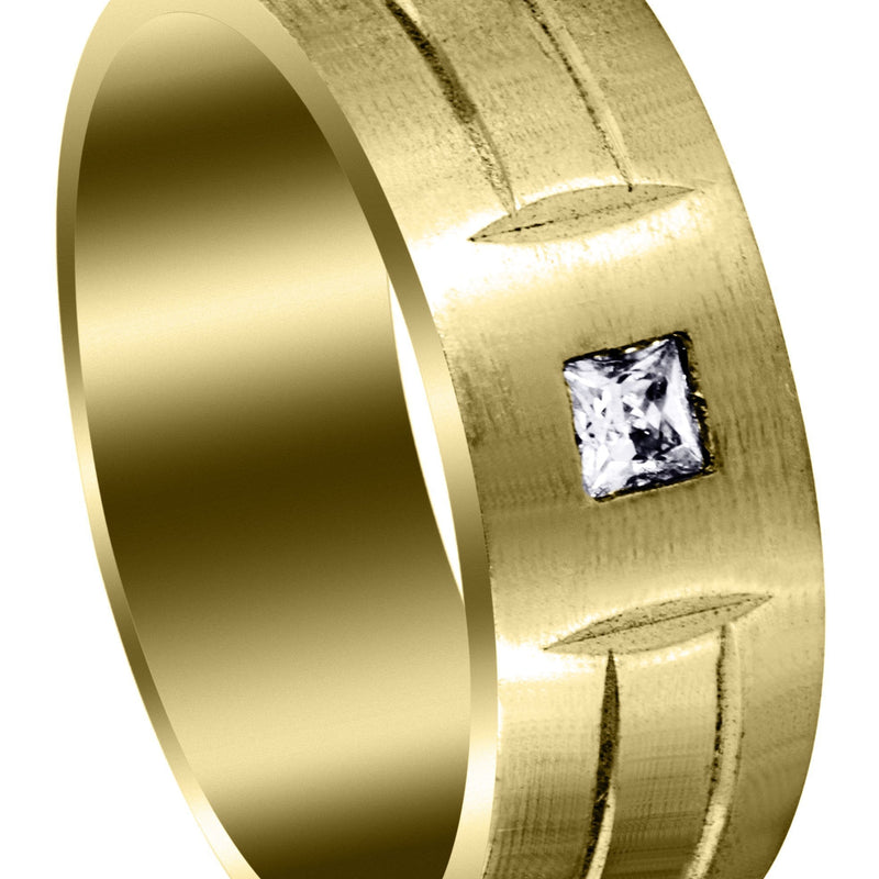 Yellow Gold Diamond Mens Engagement Ring | 0.17 Carats | Satin Finish (Gerardo)