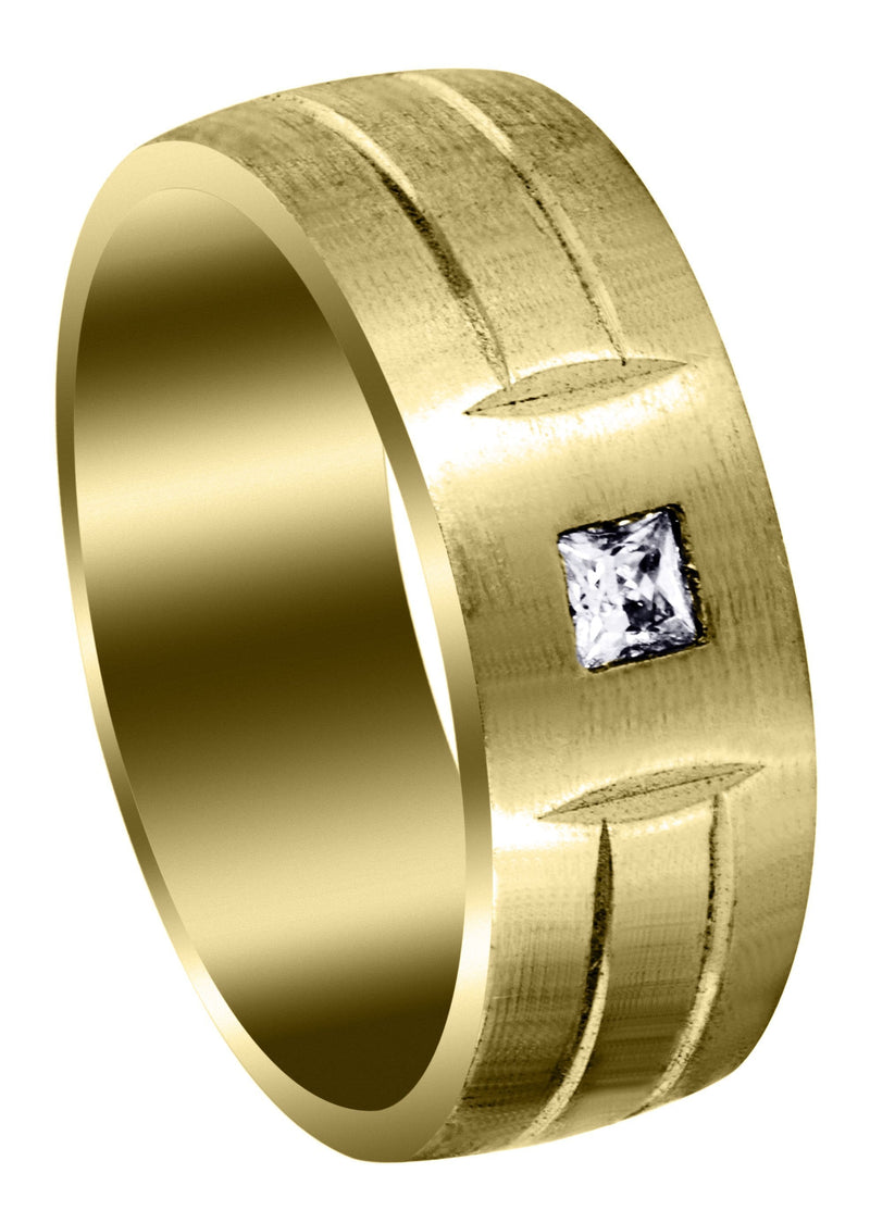 Yellow Gold Diamond Mens Engagement Ring | 0.17 Carats | Satin Finish (Gerardo)