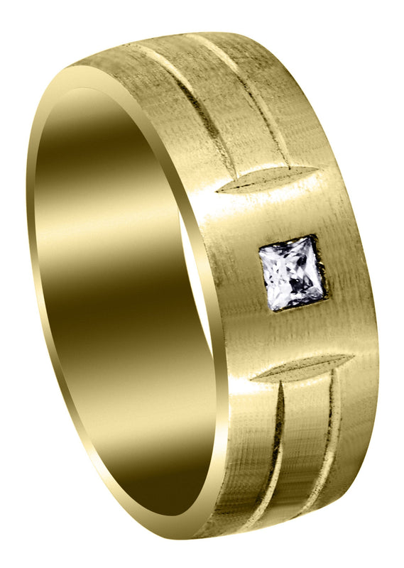 Yellow Gold Diamond Mens Engagement Ring | 0.17 Carats | Satin Finish (Gerardo)