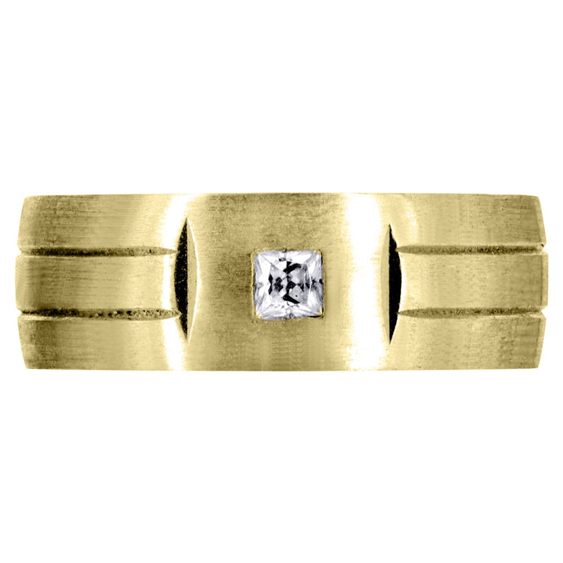 Yellow Gold Diamond Mens Engagement Ring | 0.17 Carats | Satin Finish (Gerardo)