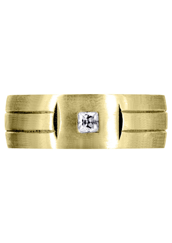 Yellow Gold Diamond Mens Engagement Ring | 0.17 Carats | Satin Finish (Gerardo)