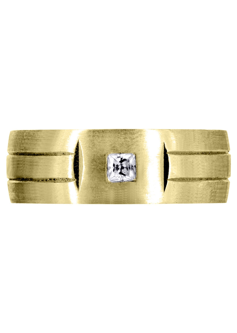 Yellow Gold Diamond Mens Engagement Ring | 0.17 Carats | Satin Finish (Gerardo)
