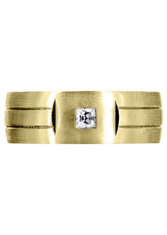 Yellow Gold Diamond Mens Engagement Ring | 0.17 Carats | Satin Finish (Gerardo)