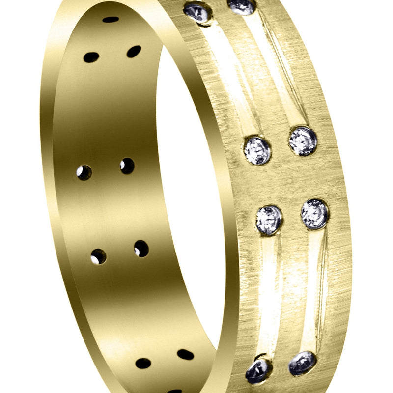 Yellow Gold Diamond Mens Engagement Ring | 0.36 Carats | Cross Satin Finish (Kolton)
