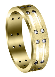 Yellow Gold Diamond Mens Engagement Ring | 0.36 Carats | Cross Satin Finish (Kolton)