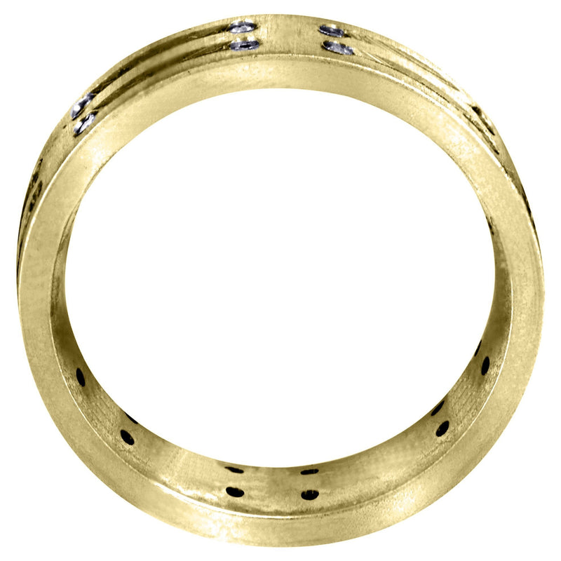 Yellow Gold Diamond Mens Engagement Ring | 0.36 Carats | Cross Satin Finish (Kolton)