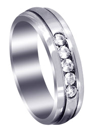 Diamond Mens Wedding Band | 0.35 Carats | Satin Finish (Gunnar)
