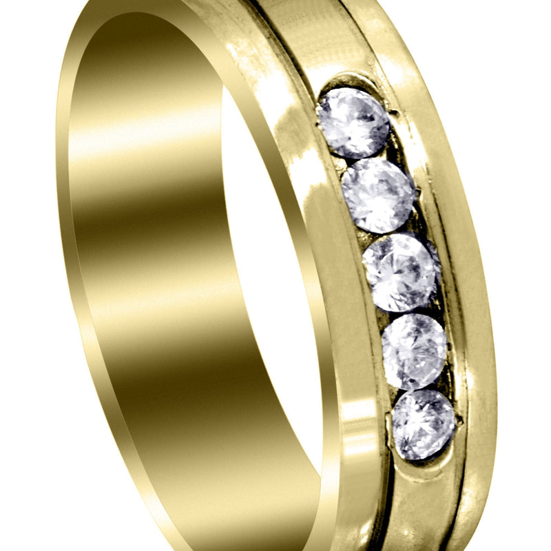 Yellow Gold Diamond Mens Wedding Band | 0.35 Carats | Satin Finish (Gunnar)