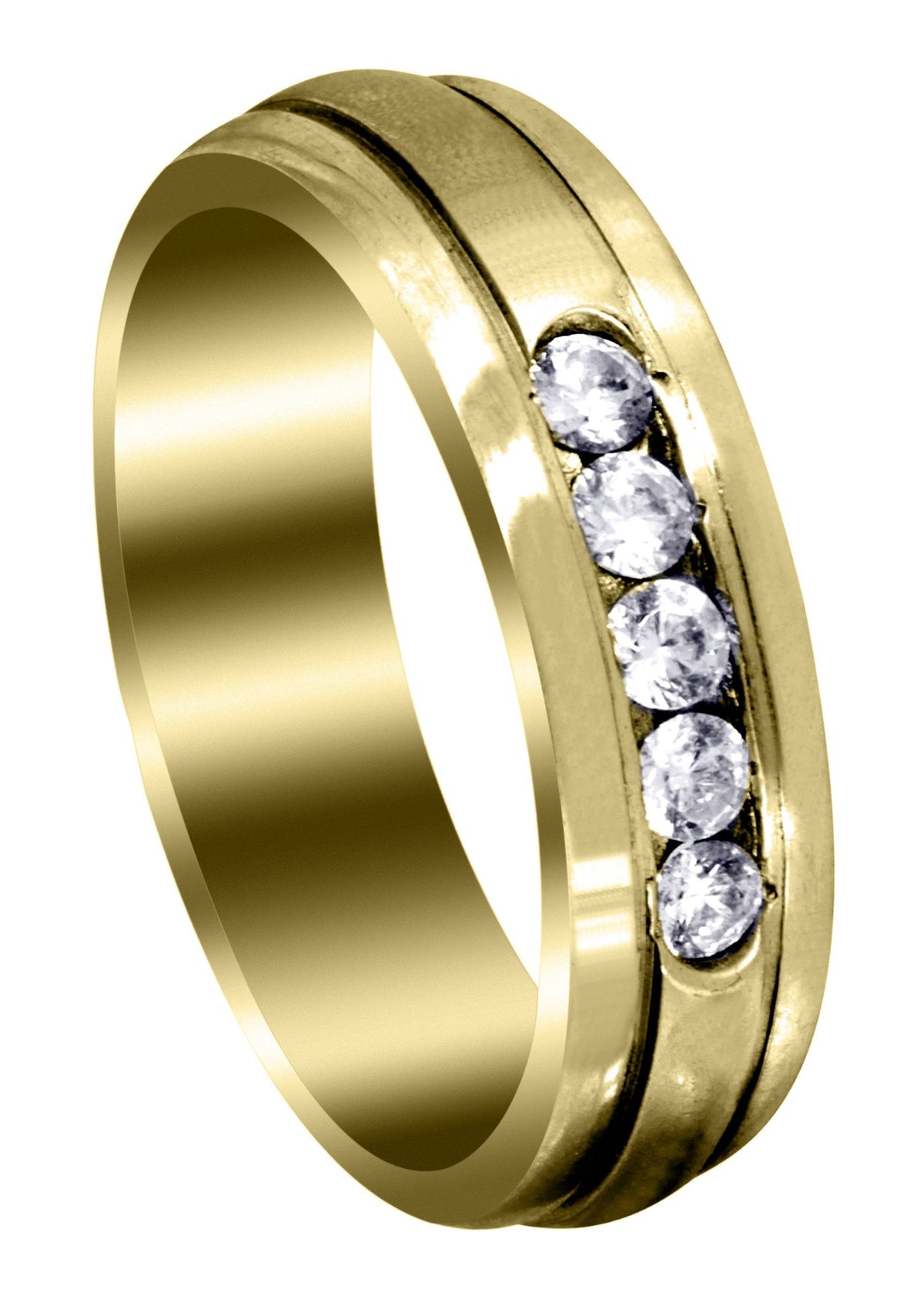 Yellow Gold Diamond Mens Wedding Band | 0.35 Carats | Satin Finish (Gunnar)