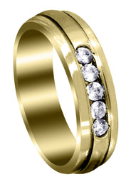 Yellow Gold Diamond Mens Wedding Band | 0.35 Carats | Satin Finish (Gunnar)