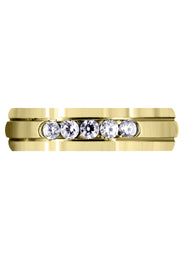 Yellow Gold Diamond Mens Wedding Band | 0.35 Carats | Satin Finish (Gunnar)