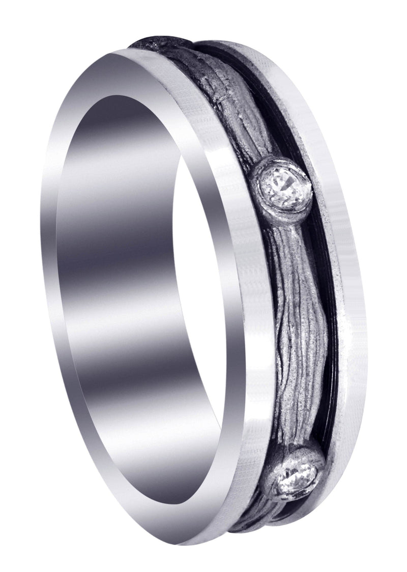 Diamond Mens Wedding Band | 0.15 Carats | Sand Blast Finish (Leonel)