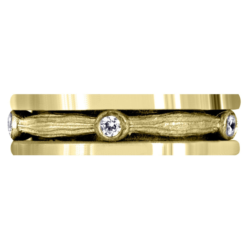 Yellow Gold Diamond Mens Wedding Band | 0.15 Carats | Sand Blast Finish (Leonel)