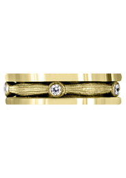 Yellow Gold Diamond Mens Wedding Band | 0.15 Carats | Sand Blast Finish (Leonel)