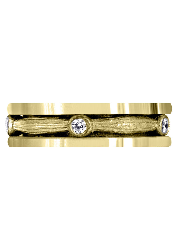 Yellow Gold Diamond Mens Wedding Band | 0.15 Carats | Sand Blast Finish (Leonel)