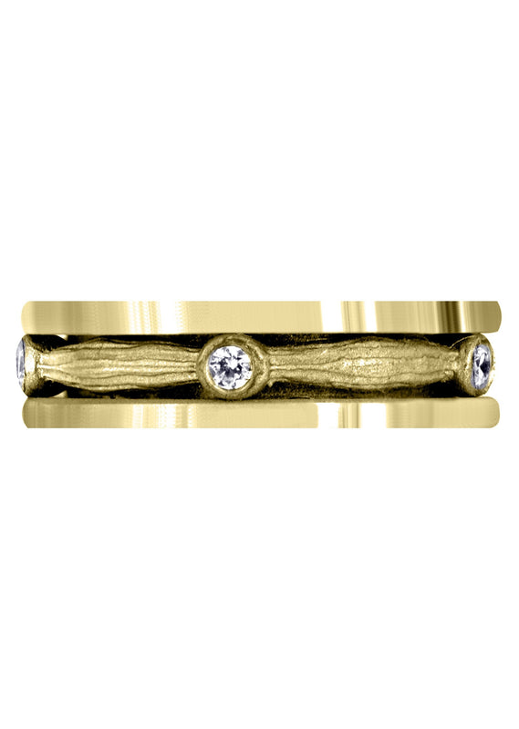 Yellow Gold Diamond Mens Wedding Band | 0.15 Carats | Sand Blast Finish (Leonel)