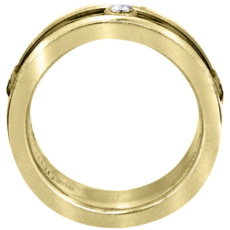 Yellow Gold Diamond Mens Wedding Band | 0.15 Carats | Sand Blast Finish (Leonel)