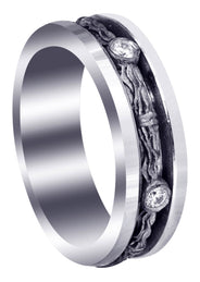 Diamond Unique Mens Wedding Band | 0.15 Carats | Sand Blast Finish (Braylon)