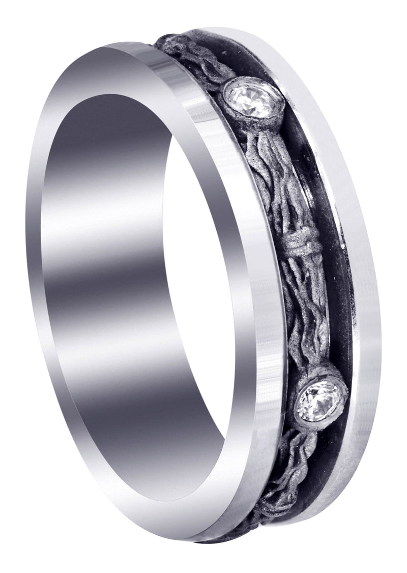 Diamond Unique Mens Wedding Band | 0.15 Carats | Sand Blast Finish (Braylon)