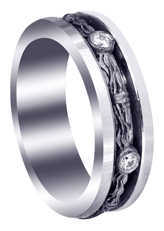 Diamond Unique Mens Wedding Band | 0.15 Carats | Sand Blast Finish (Braylon)