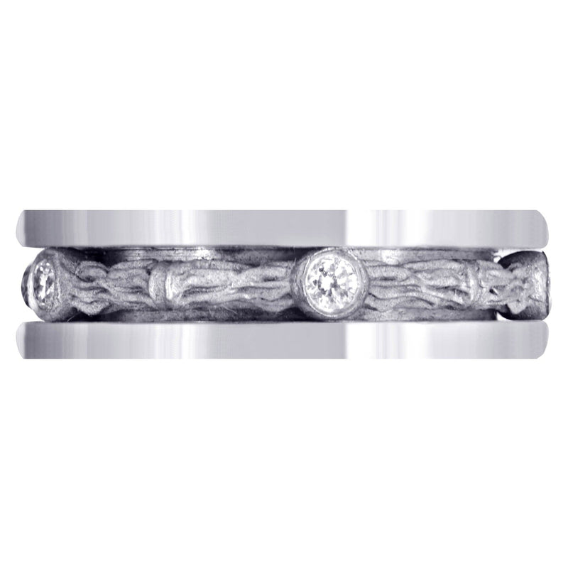 Diamond Unique Mens Wedding Band | 0.15 Carats | Sand Blast Finish (Braylon)