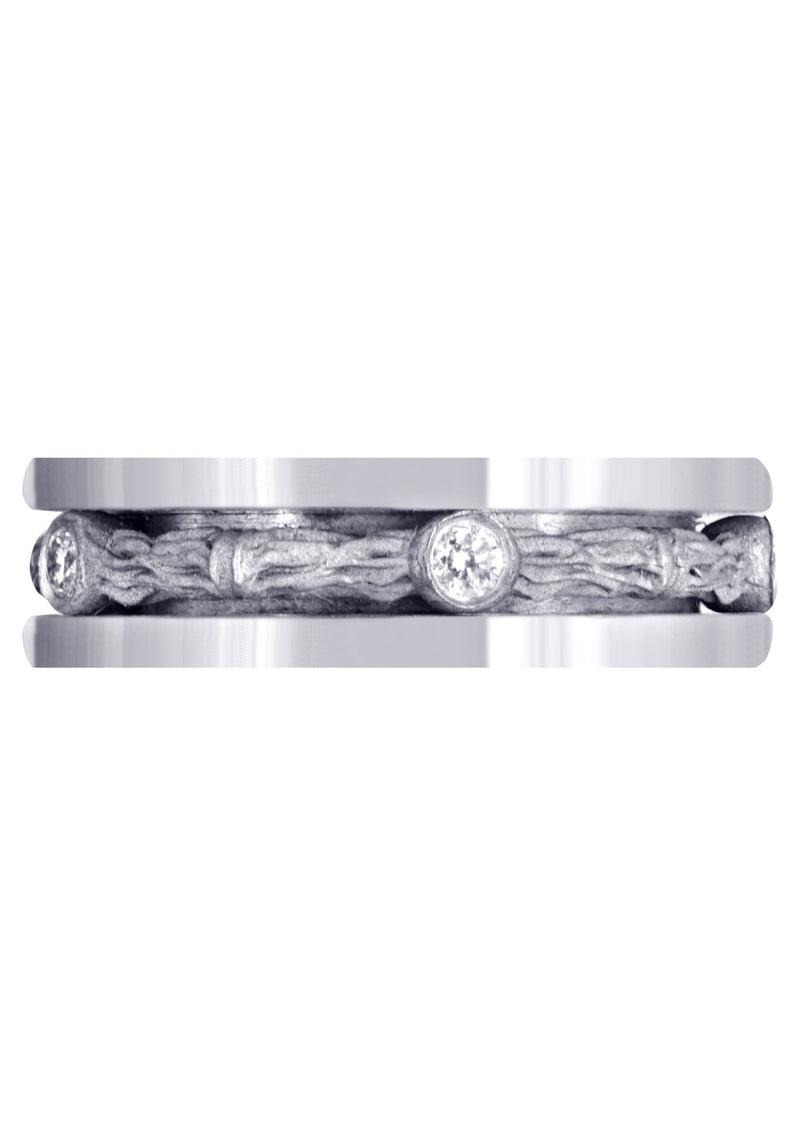 Diamond Unique Mens Wedding Band | 0.15 Carats | Sand Blast Finish (Braylon)