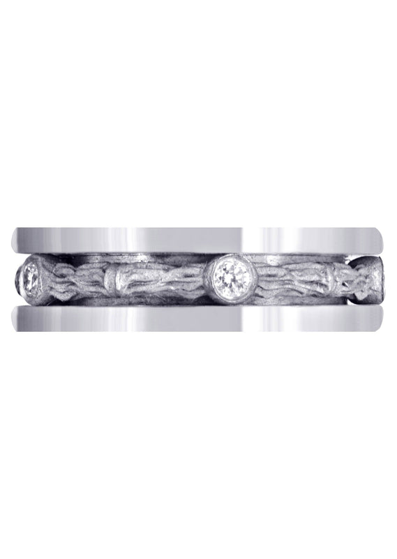 Diamond Unique Mens Wedding Band | 0.15 Carats | Sand Blast Finish (Braylon)