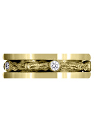 Yellow Gold Diamond Unique Mens Wedding Band | 0.15 Carats | Sand Blast Finish (Braylon)