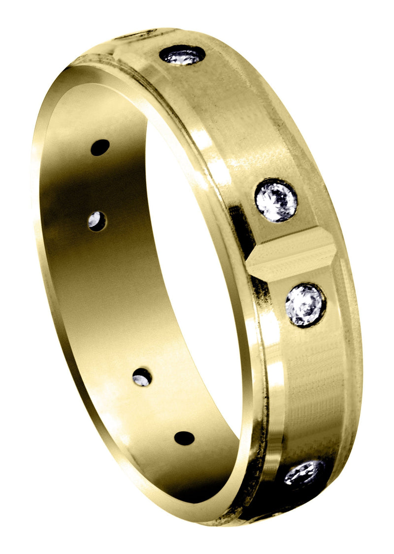 Yellow Gold Diamond Mens Wedding Band | 0.3 Carats | Satin Finish (Legend)
