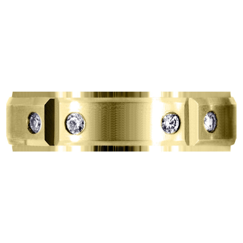 Yellow Gold Diamond Mens Wedding Band | 0.3 Carats | Satin Finish (Legend)