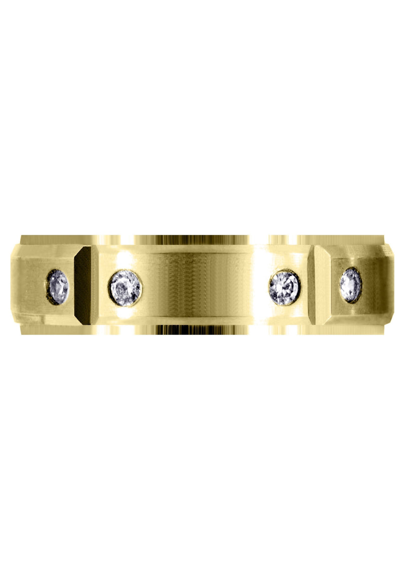Yellow Gold Diamond Mens Wedding Band | 0.3 Carats | Satin Finish (Legend)