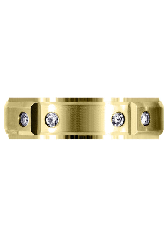 Yellow Gold Diamond Mens Wedding Band | 0.3 Carats | Satin Finish (Legend)