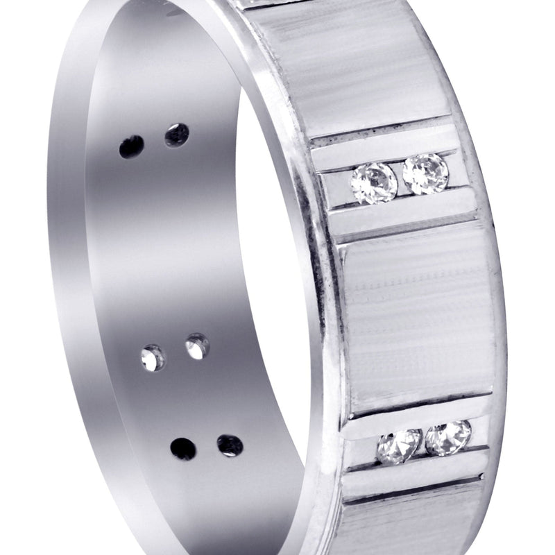 Diamond Mens Wedding Band | 0.32 Carats | Cross Satin Finish (Corey)